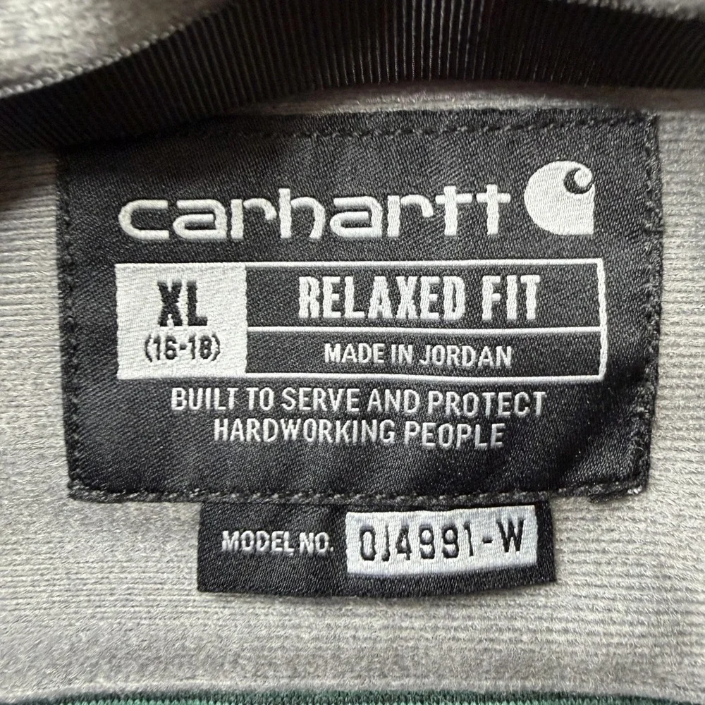 Carhartt Jacket Womens XL 16-18 Green Fleece Relaxed Fit Snap Front Pullover - Picture 3 of 10